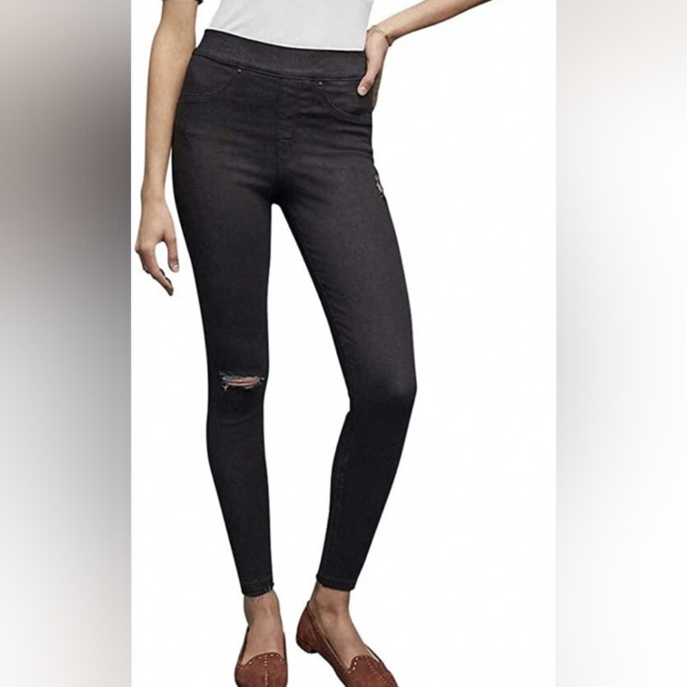 SPANX Women's Black Distressex Pull On Skinny Jeans Large